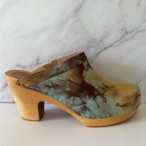 Jeffrey Campbell Fabric Multicoloured Tie Dye Clogs Heels Boho Festival Hippi - Picture 9 of 12